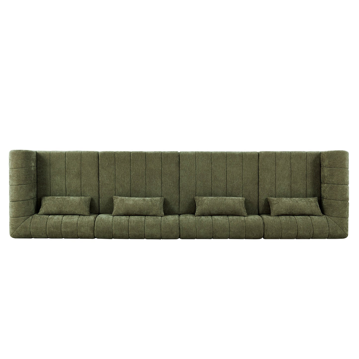 145.5 Inch Modular Full-Compressed Sectional Sofa, Green Polyester