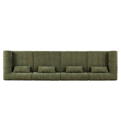 145.5 Inch Modular Full-Compressed Sectional Sofa, Green Polyester