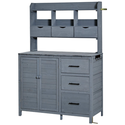 Farmhouse Patio Potting Bench, 44.6''x19.5'' Large Freestanding Garden