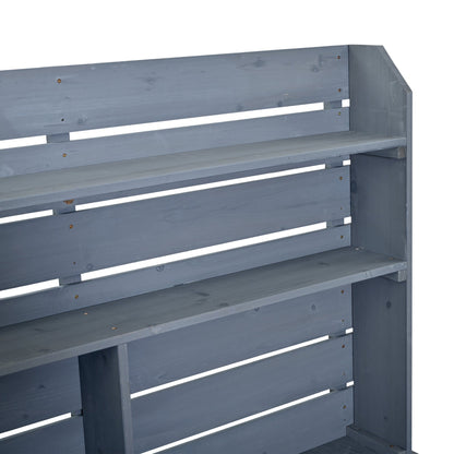 65''H Large Garden Potting Bench with Lockable Wheels and Storage