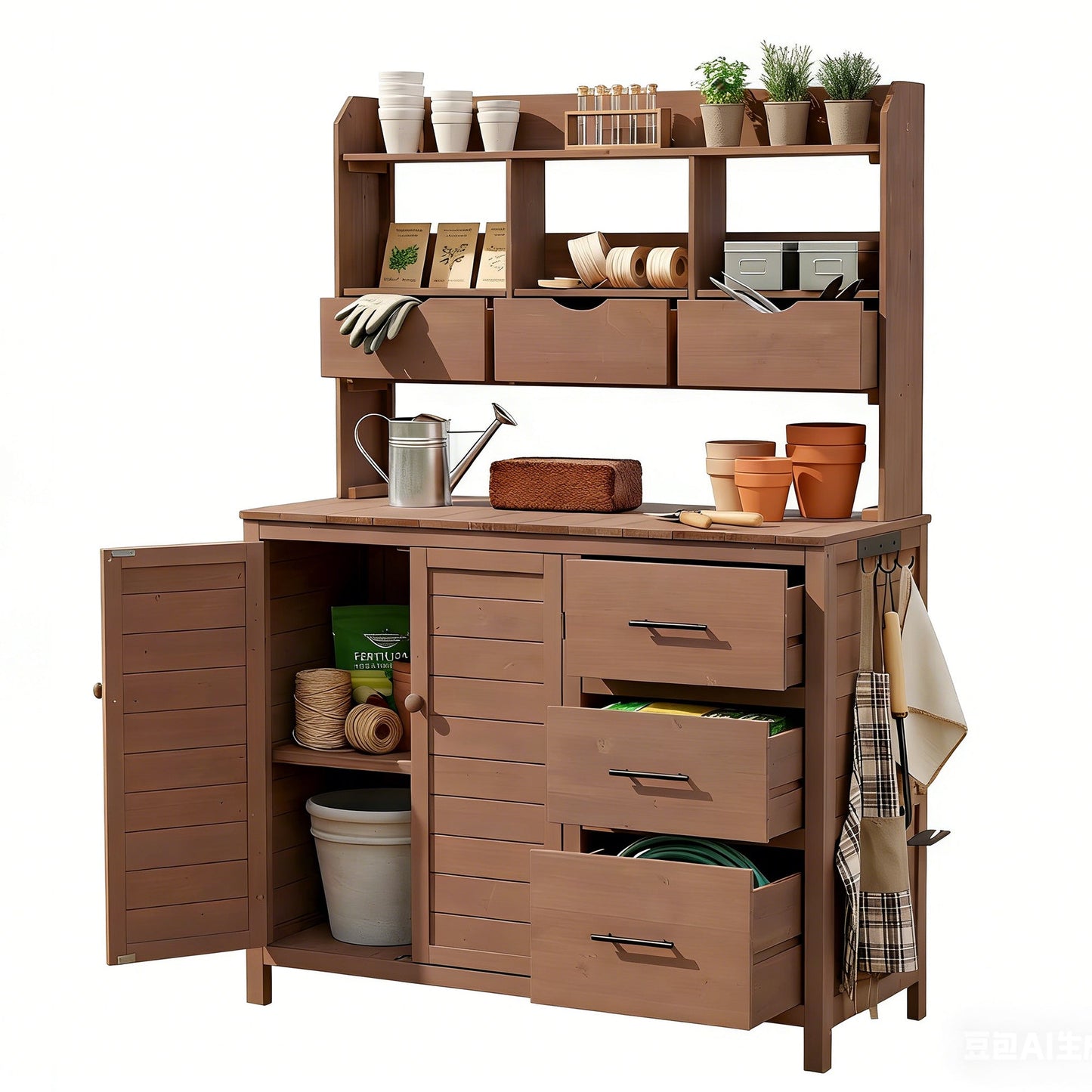 Farmhouse Patio Potting Bench, 44.6''x19.5'' Large Freestanding Garden
