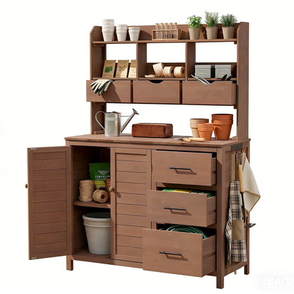 Farmhouse Patio Potting Bench, 44.6''x19.5'' Large Freestanding Garden
