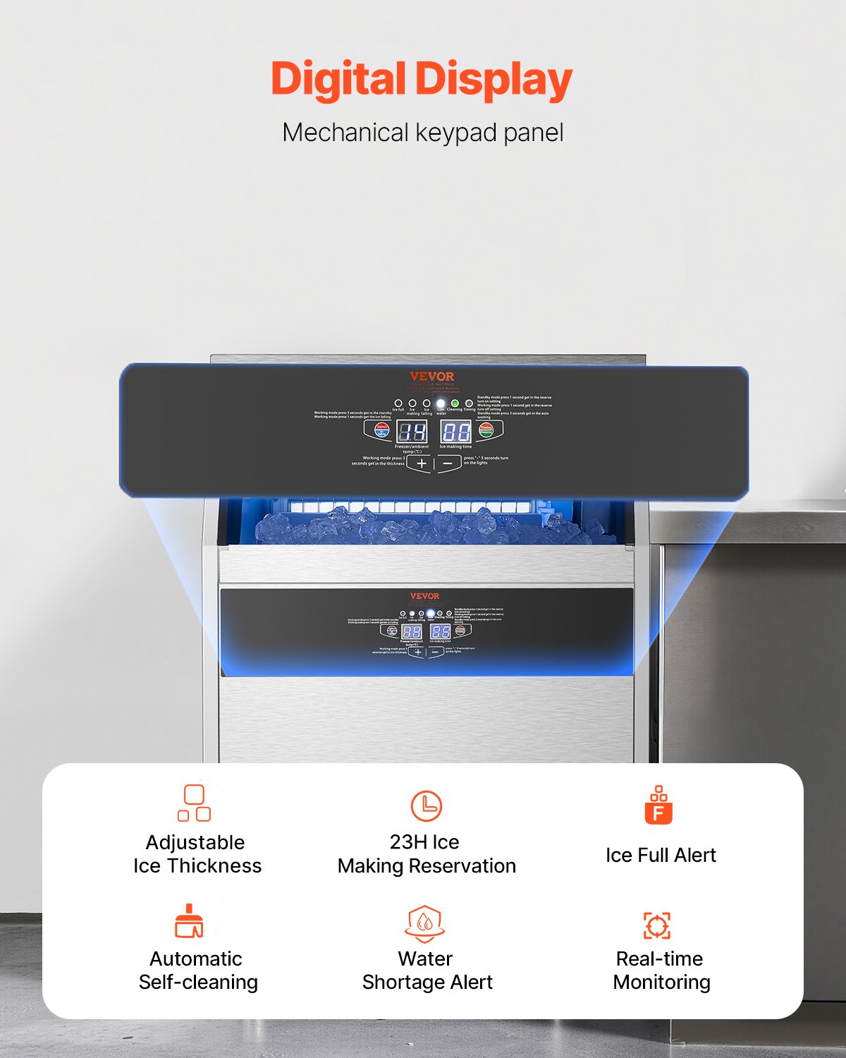 160lbs/24H Commercial Ice Maker with 66lbs Storage Capacity