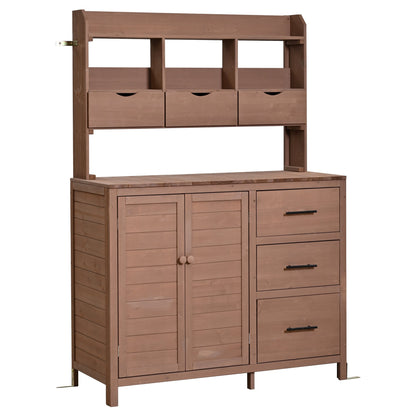 Farmhouse Patio Potting Bench, 44.6''x19.5'' Large Freestanding Garden
