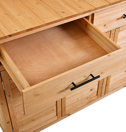 65''H Large Garden Potting Bench with Lockable Wheels and Storage