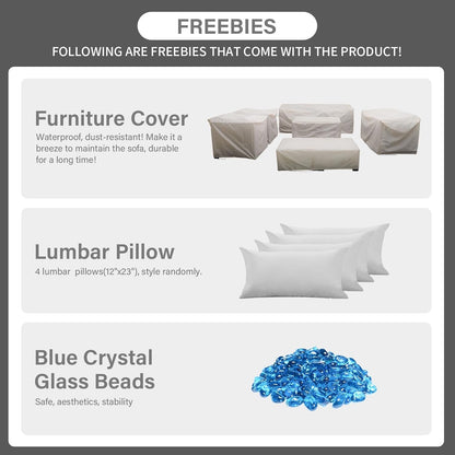 7 Piece Outdoor Furniture Set with 45 Inch Fire Pit