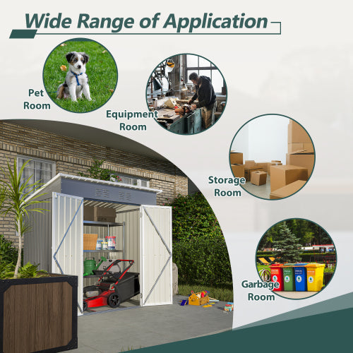 6'x4' Outdoor Metal Storage Shed with Lockable Door