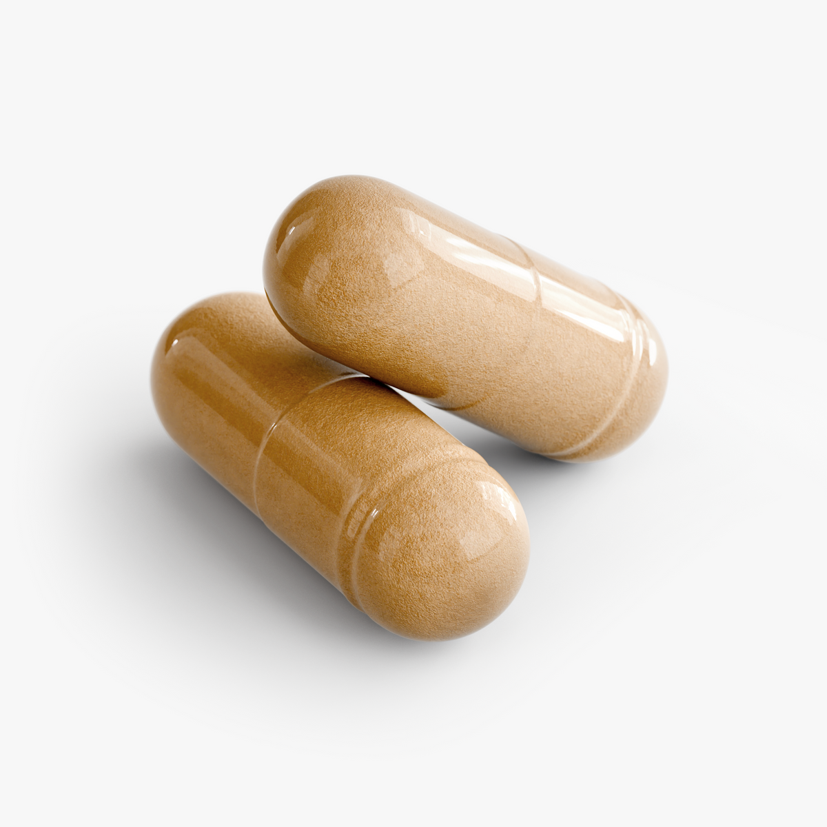 Close-up of two tan capsules for Restore by Zerili Joint Support.